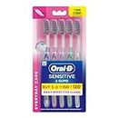 Oral-B Sensitive Care Manual Toothbrush For Adults, Extra Soft (Multicolor,Pack Of 5)