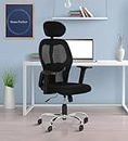 HOME PERFECT ™ Executive Ergonomic Home Office Desk Chair with Height Adjustable Seat, Push Back Tilt Feature, Adjustable Armrests & Headrest, Heavy Duty Metal Base (Black and Silver)