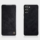 Nillkin Case for Samsung Galaxy S21 S 21 (6.2" Inch) Qin Genuine Classic Leather Flip Folio + Card Slot Black Color
