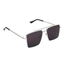 Dervin Square Sunglasses for Men and Women (Silver-Black) - Pack of 1