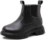 kkdom Boys Girls Chelsea Boots Ankle Boots Zipper Booties Unisex Black 5.5 Toddler