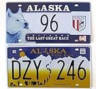 OPO 10 - Set di 2 targhe in Metallo per Auto USA - repliche di Vere targhe Americane Alaska