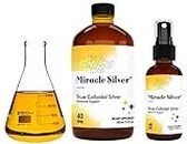 Miracle Silver | True Colloidal Silver 40 PPM 250 mL | Nano Particle Yellow Silver | Natural Immune Booster | High Strength | UltraFine Particles | Glass Bottle | Lab Certified