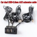 Car Boat Motorcycle Dual USB Interface 35mm AUX Charging Extension Cable