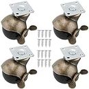 Homend 4-Pack Antique Copper Ball Caster for Sofa Furniture,Bench & Ottoman Using for Hardwood Floor (2-inch)
