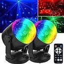 [Pack of 2] Battery Powered Remote Control Portable Sound Activated Party Lights for Outdoor and Indoor, USB Plug in, Dj Lighting, RBG Disco Ball, Strobe Lamp Stage Par Light for Car Dance Parties