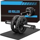 Ab Roller Wheel, Arespark Home Gym Equipment for Core Workout, No Noise Ab Roller Exercise Equipment with Knee Mat and Foam Handle for Abdominal Fitness Trainer, Abs Workout Equipment for Home Gym