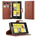 Cadorabo Book Case Compatible with Nokia Lumia 520 in Saddle Brown - with Magnetic Closure, Stand Function and Card Slot - Wallet Etui Cover Pouch PU Leather Flip