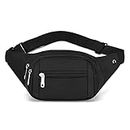 DAITET Crossbody Fanny Pack for Men&Women,Large Waist Bag & Hip Bum Bag with Adjustable Strap for Outdoors Workout Traveling Casual Running Hiking Cycling(Black)