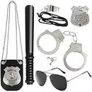6Pcs Police Pretend Play Toys Set,Kids Detective Set Accessories,Police Officer Costumes with Sunglasses,Badges,Handcuffs,Police Baton,Whistle for Kids