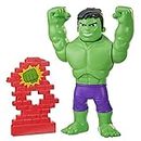 Marvel Spidey and His Amazing Friends Power Smash Hulk Preschool Toy, Face-Changing 10-inch Hulk Figure with Brick Wall Accessory, Ages 3+