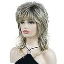 Wiginway Long Soft Shaggy Layered Blonde Ombre Classic Cap Full Synthetic Wigs(Blonde Grey Ombre#R2-26)