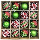 Victor's Workshop 16pcs 8cm Boules de Noël, Delightful Elf Red Green and White Shatterproof Christmas Ball Ornaments Decoration for Christmas Tree Decor