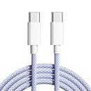 CASOSHIELD USB C to C Charging Cable 6ft, 60W Fast Type C to C Charger Cord Long for Apple iPhone 15 Plus/15 Pro Max, MacBook Pro, iPad 12.9/11 inch/Mini/Air 5/4,Galaxy S23+/S23 Ultra, Purple