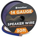 InstallGear 14 Gauge AWG 30ft Speaker Wire True Spec and Soft Touch Cable - Blue/Black (Great Use for Car Speakers Stereos, Home Theater Speakers, Surround Sound, Radio)