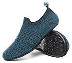 QZKDM Lightweight Slip on Grip Indoor House Slippers Barefoot Non Slip Home Exercise Yoga Shoes for Men Women, Bluecyan20002, 4.5-5.5 Women/3-4 Men