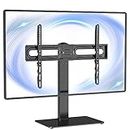 WALI Universal TV Stand, Table Top TV Stand for 37 to 70 inch LCD LED TVs, 9 Level Height Adjustable TV Mount with Tempered Glass Base, Holds up to 88lbs, Max VESA 600x400mm, (TVDVD-5), Black