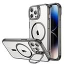 ESR for iPhone 13 Pro Max Case, Compatible with MagSafe, Adjustable Camera Ring Stand, Scratch Resistant Back, Military-Grade Protection, TPU, Classic Magnetic Back Cover with Kickstand, Clear Black
