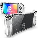 Mumba Case for Nintendo Switch OLED 2021, [Thunderbolt Series] Protective Clear Cover with TPU Grip Compatible with Nintendo New Switch OLED 7 Inch Console and Joy-Con Controller (Glitter)