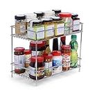 Cri8Hub Stainless Steel 2 Tiered Shelf Kitchen Rack - Spice Boxes Organizer –Kitchen Rack Stand - Cosmetic Organizer – Counter Top Organizer - Floor Mounted Shelf For Home(Spice Rack)