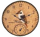 Outside Time Kookaburra Outdoor Wall Clock , 30cm, Weatherproof, Thermometer, Beige for Outdoor, Patio, Home or Garden Décor (OT KO01)