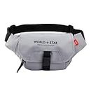 WORLD STAR Polyester Waist Pack Travel Handy Hiking Zip Pouch Document Money Phone Belt Sport Bag for Men and Women and Adult | Light Grey | sharkk Light Grey Waist Bag