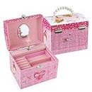 TAOPU Dome Shaped Musical Jewelry box with pearl handle and Music Box with Dancing Ballerina Girl Jewel Storage Case for girls
