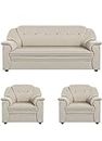 Furniture Bazaar Lifestyle Polyurethane Series Leatherette 3 + 1 + 1 Sofa Set (Beige, Pre-Assembled)