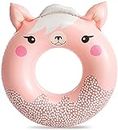 GLAMOURHOLIC Cute Llama Animal Swimming Ring Air Tube for Kids and Adults - Inflatable Floaters Adorable Design Water Pool for Summer Fun for Pool, Lake, Beach, Party, Lounge for Friends and Family