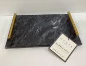 Gray Marble Bathroom Tray Gold Metal Handles 12x8”  Or Kitchen Serving Tray