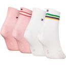 Kurzsocken TOMMY HILFIGER Gr. 39-42, pink (white, pink) Damen Socken Wäsche Bademode mit Streifen und Flag-Label
