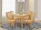 East West Furniture OXAV5-OAK-W - Juego de mesa y sillas de cocina de 5 piezas, acabado de roble