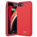 ATGIH Battery Case for iPhone 6/6s/7/8/SE (2020/2022), Real 6000mAh Charging Case with 360°Protection and Rechargeable Extended Battery Charger Case 4.7inch(Red)