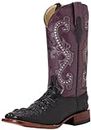 Ferrini Women's Print Hornback Caiman Western Boot,Black/Purple,8 B US