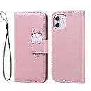 Aimigel iPhone 11 Wallet Case with Card Holder/Slot,PU Leather Flip Folio Shell [Magnetic Closure][Wrist Strap][Kickstand] Phone Cover Cute Pattern Shockproof fit iPhone 11 6.1 inch 2019,Rose Gold