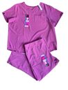 Scrubstar Womens Size 3XL Stretch V-Neck Scrub Top & Pant Set Pink Guava NWT
