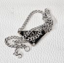 PRADA Black & Silver Reworked Prada Necklace STEEL Necklace Necklace