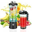 ALLNAMEE Portable Blender for Smoothies and Shakes, USB-C Rechargeable, Includes Lid and 6 Stainless Steel Blades, 20oz, BPA-Free Fruit Protein Cup for Outdoor Travel Family and Sports Bottles