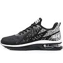 MAFEKE Women Air Athletic Running Shoes Fashion Tennis Breathable Lightweight Walking Sneakers (Black US 8 B(M)
