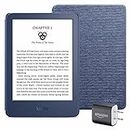 Kindle Essentials Bundle including Kindle (2022 release) - Denim, Fabric Cover - Denim, and Power Adapter