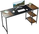 Maxzzz Computer Desk, Home Office Desk 55 Inch with Adjustable Storage Shelves, Work Desk Office Table, Modern Simple Style Desks for Work, Learning, Gaming, Black and Vintage