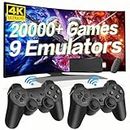 Wireless Retro Game Console, HD Classic Games Console Built in 10 Emulators with 20000+ Games and Dual 2.4G Wireless Controllers, 4K HDMI Output Video Games for TV, Gift for Adults & Kids