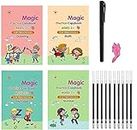 SUI GENERIS Magic Book for Kids, (4 Book+10 Refill+1 Pen+1 Grip) Sank Magic Practice Copybook, Number Tracing Book for Pre-Schoolers with Pen, Magic Calligraphy Copybook Set Writing Tool for Kids
