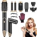 LONGINTO 6 in 1Hair Dryer Brush Set Hot Air Stylers Lonic Care Frizz-Free with 6 Attachments,Hot Air Comb,Large Hot Air Brush,Straightening Brush,Curly Hair Brush,Smoothing Nozzle for All Hair Types