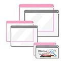 Lify Clear Zipper Waterproof Pouches Pencil Pouches PVC Makeup Pouch Envelopes Folder Storage Multi Purpose Pouch Document File Organization Bags, Office Supplies- 6 Piece Pack (Grey & Baby Pink)