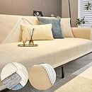 Chenille Sofa Covers, Simple Striped Chenille Anti-Scratch Couch Cover, Non Slip Sofa Covers for Dogs, Washable Furniture Protector Couch Cover for All Season (Beige,90 * 120 cm/35.4 * 47.2 in)