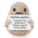 Funny Positive Potato,Crochet Doll with Positive Card,Cute Potato Office Decoration,Emotional Support Potato,Cheer Up Gifts Birthday Gifts for Friends,Positive Gifts, Cute Things