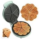 Primalite Multi Mini-HEART Waffle Maker Machine- 700 Watts | 5 Heart Waffles at once |Stainless Steel Non-Stick Cooking Plates & Cool Touch Handle | Electric Iron with Indicator Light- Mint Green