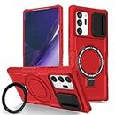 Yarxiawin for Samsung Galaxy Note 20 Ultra Case Magnetic with Stand Black Fits Wireless Charger, Phone Case Samsung Note 20 Ultra Case with Camera Lens Protector Cover Shockproof (Red)