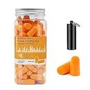 Soft Foam Ear Plugs with Aluminum Carry Case, 60 Pairs - 38db Noise Reduction Sponge Earplugs Noise Cancelling Ear Plugs for Sleeping, Travel, Concerts, Studying, Work, Loud Noise (Orange)